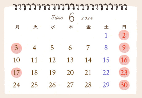 カレンダー2024年6月
